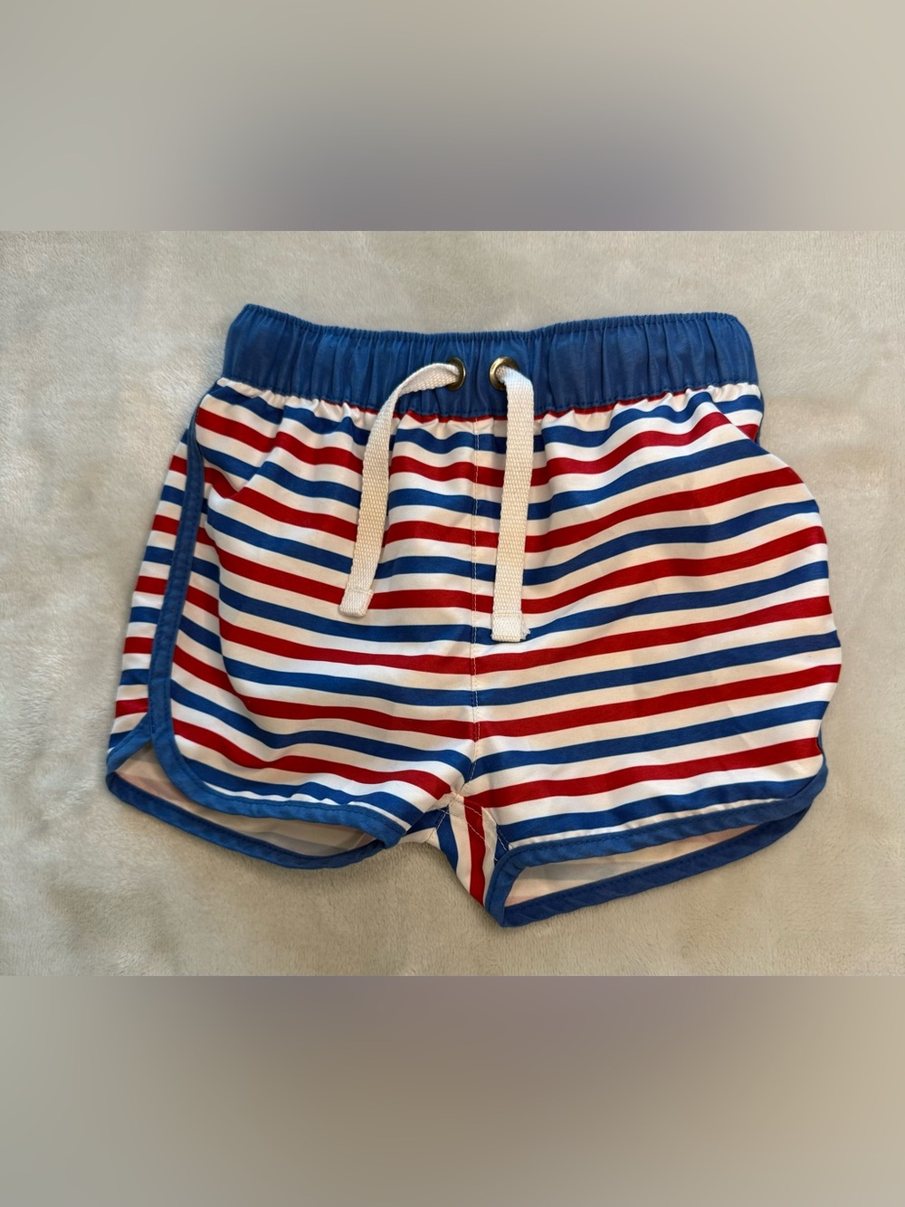 Hanna Andersson Red, White, Blue Striped Boardshorts Boy’s 6-12 mo